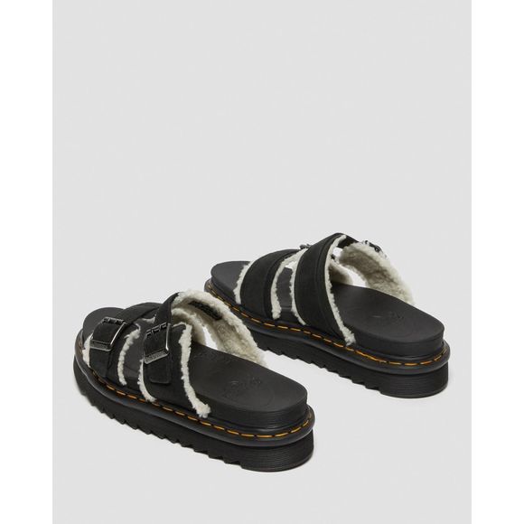 Dr. Martens MYLES SUEDE FUR-LINED BUCKLE SLIDE SANDALS (Unisex ) - Picture 2 of 10